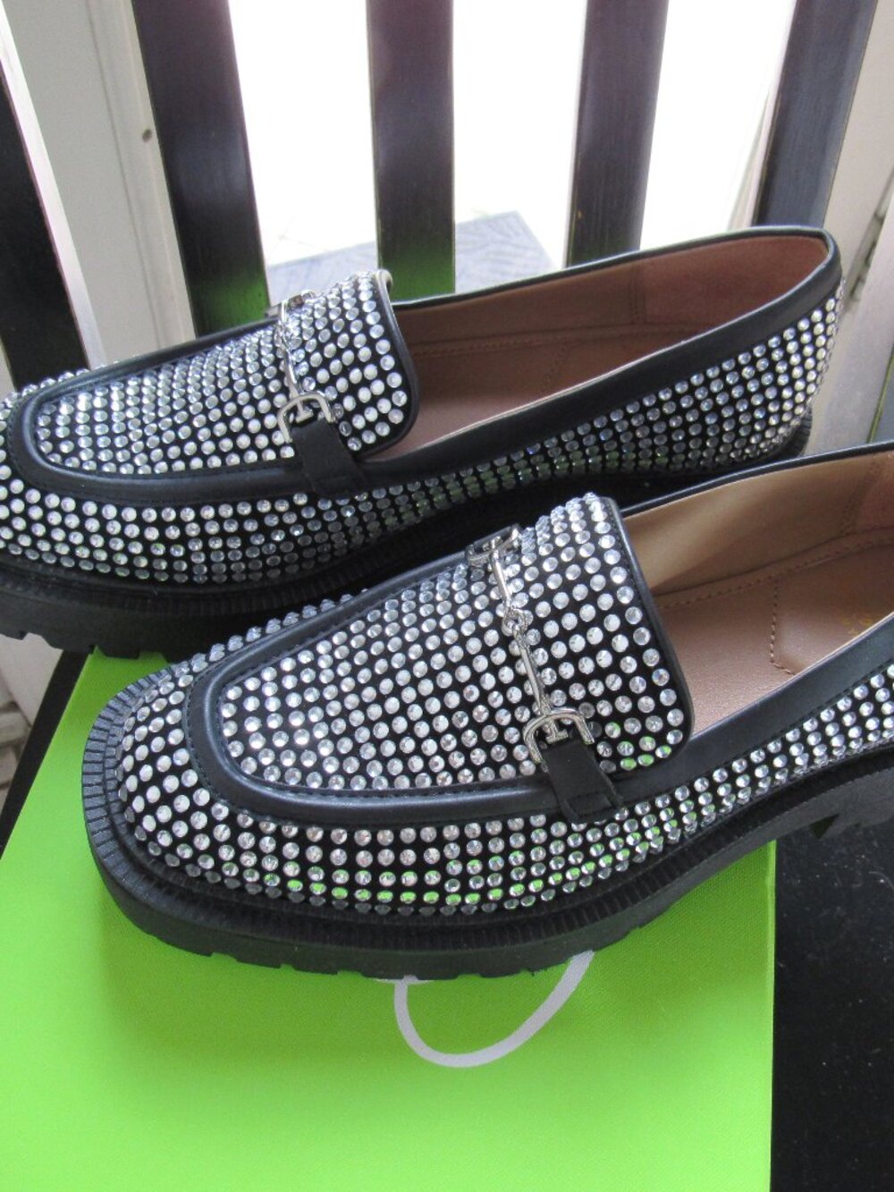 Sam Edelman Women' s Laurs Glitz loafers black with crystal embellishments 7.5M